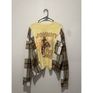 Reworked Upcycle Grunge Cropped Oversize Johnnny Cash Sweater  Top L/XL